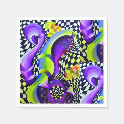 80 s Art Deco Geometrisches Muster Serviette (Vorderseite)