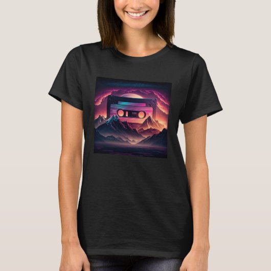 80 s Retro Cassette Tape in Celestial Environment T-Shirt (Vorderseite)