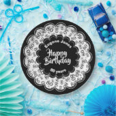 80. Schwarz/Weiß-Random-Zahlenmuster Pappteller (Party)