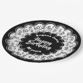 80. Schwarz/Weiß-Random-Zahlenmuster Pappteller (Schrägansicht)