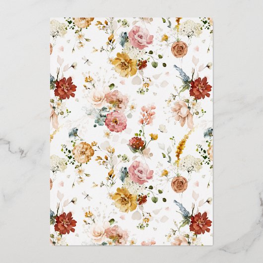 80 sieht gut aus wie rosa, florales Gold Folieneinladung (Rückseite)