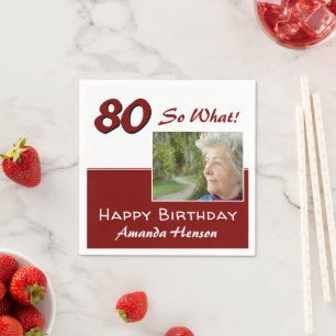 80 So, was Red Funny 80. Geburtstag Foto Serviette