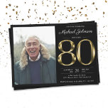 80. Solid Gold Text Black Classy Foto Geburtstag Einladung<br><div class="desc">80. Solid Gold Text Black Classy Foto Geburtstag Einladung. Einfache und dennoch elegante Einladung zum Geburtstag mit dem Meilenstein des Geburtsjahrs in massivem Goldtext! Dies ist eine bearbeitbare Vorlage und kann sowohl für Männer als auch für Frauen verwendet werden. Kontaktieren Sie mich, wenn Sie Fragen haben, ich werde mein Bestes...</div>