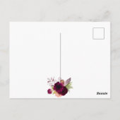 80 th birthday burgundy floral gold Einladung Postkarte (Rückseite)