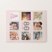 80 th birthday custom foto rose gold blush pink puzzle (Horizontal)