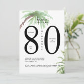 80. Tropische Geburtstagsparty Einladung (Stehend Vorderseite)