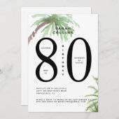 80. Tropische Geburtstagsparty Einladung (Vorne/Hinten)