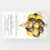 80. Überraschung Geburtstag Black Gold Glitzer Ban Banner (Horizontal)