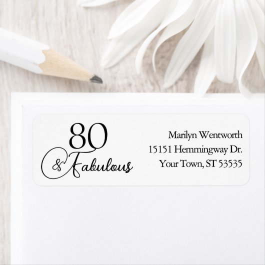 80 und Fabelhaft 80. Geburtstag Schwarze Schrift A (Insitu)