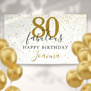 80 und Fabelhaft Geburtstag Elegant Gold und Schwa Banner