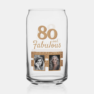 80 und Fabelhaft Gold Glitter 2 Foto 80. Geburtsta Dosenglas