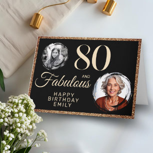 80 und Fabelhaft Gold Glitter 2 Foto 80. Geburtsta Karte