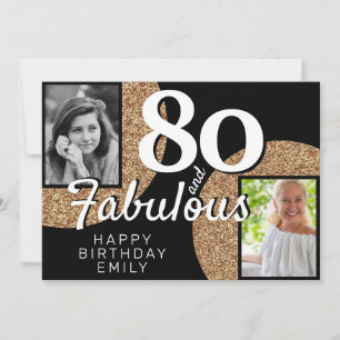 80 und Fabelhaft Gold Glitter 2 Foto 80. Geburtsta Karte