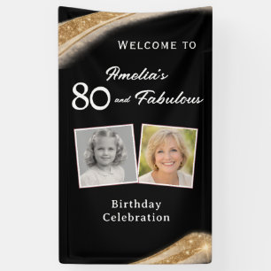 80 und Fabelhaft Schwarzes Gold Geburtstags-Willko Banner