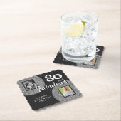 80 und Fabelhaft Silber Glitter Foto 80. Geburtsta Untersetzer (Vor Ort)