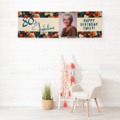 80 und fabelhafte Blume Muster Geburtstag Foto Banner (Insitu)