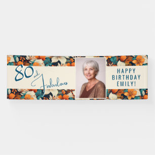 80 und fabelhafte Blume Muster Geburtstag Foto Banner