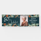 80 und fabelhafte Blume Muster Geburtstag Foto Banner (Horizontal)