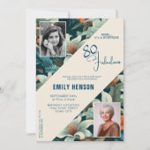 80 und fabelhafte Blume Muster Geburtstag Foto Einladung (Vorderseite)