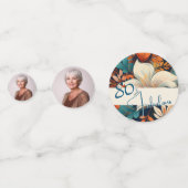 80 und fabelhafte Blume Muster Geburtstag Foto Konfetti (Vorderseiten)