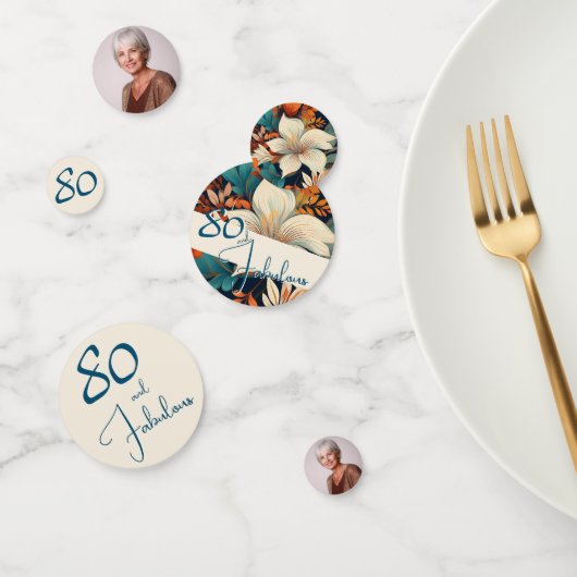 80 und fabelhafte Blume Muster Geburtstag Foto Konfetti (Gruppe)