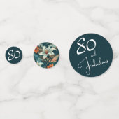 80 und fabelhafte Blume Muster Geburtstag Foto Konfetti (Rückseiten)