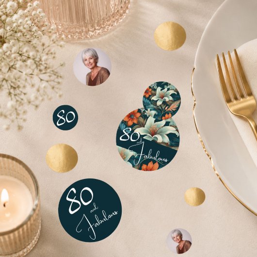 80 und fabelhafte Blume Muster Geburtstag Foto Konfetti