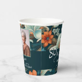 80 und fabelhafte Blume Muster Geburtstag Foto Pappbecher (Rechts)