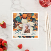 80 und fabelhafte Blume Muster Geburtstag Foto Serviette (Beispiel)