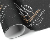 80 und fabelhafte Elegant Black 80. Geburtstag Geschenkpapier (Rolleneckpunkt)