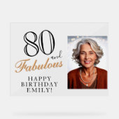 80 und fabelhafte Elegant Black 80 th Birthday Fot Acrylschild (Vorderseite)