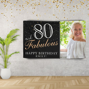 80 und fabelhafte Elegant Black 80 th Birthday Fot Banner