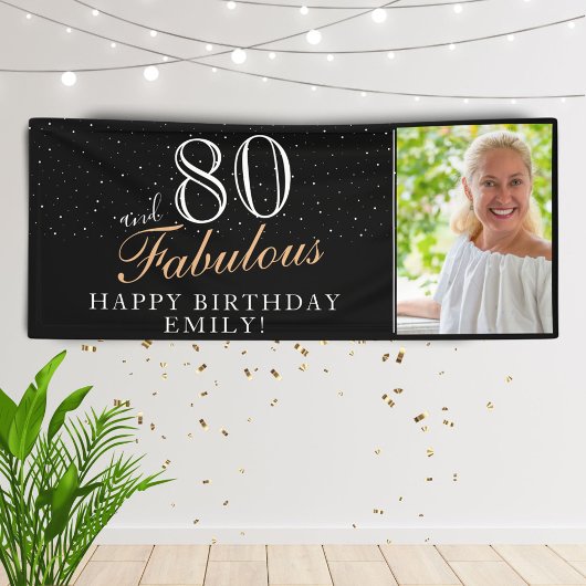 80 und fabelhafte Elegant Black 80 th Birthday Fot Banner