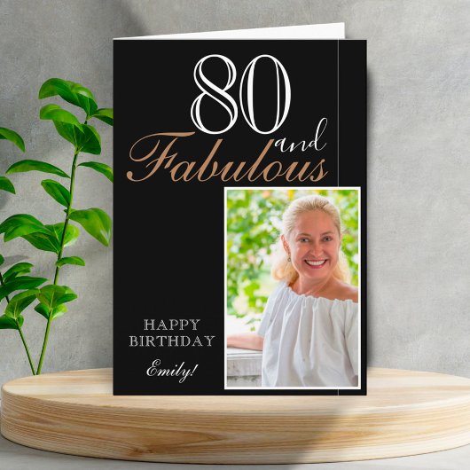 80 und fabelhafte Elegant Black 80 th Birthday Fot Karte