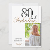 80 und fabelhafte Elegant Happy Birthday Foto Karte (Vorderseite)