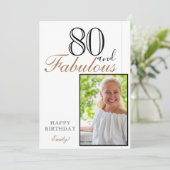 80 und fabelhafte Elegant Happy Birthday Foto Karte (Stehend Vorderseite)