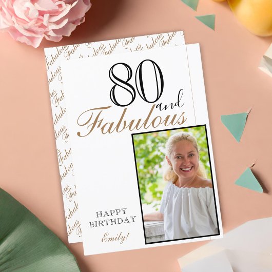 80 und fabelhafte Elegant Happy Birthday Foto Karte