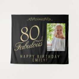 80 und fabelhafte Geburtstags-Foto Schwarzer Hinte Wandteppich