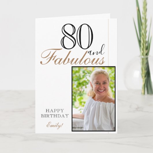 80 und fabelhaftes Elegant Birthday Foto Karte (Vorderseite)