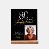 80 und fabelhaftes elegantes Black Birthday Foto Acrylschild (Vorderseite)