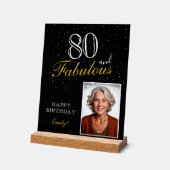 80 und fabelhaftes elegantes Black Birthday Foto Acrylschild (Winkel)