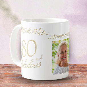 80 und Fabelhaftes Ornament 80. Geburtstagsfoto Kaffeetasse