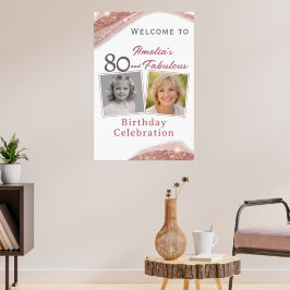 80 und fabelhaftes roségoldenes Geburtstags-Willko Poster
