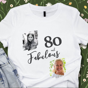 80 und Fabulous 2 Foto 80. Geburtstag T-Shirt
