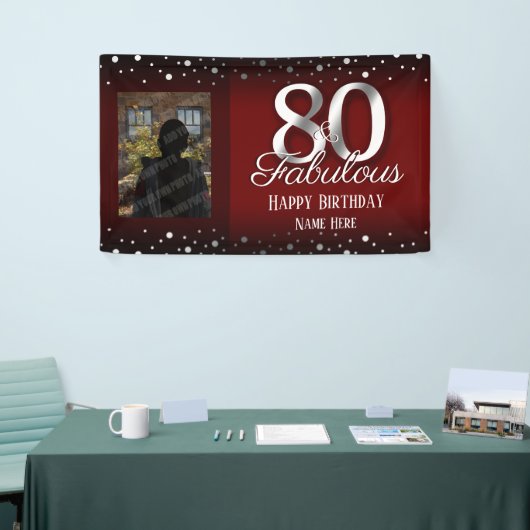 80 und Fabulous Birthday Confetti Foto Banner (Messeveranstaltung)