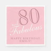 80 und Fabulous Elegant Script 80. Geburtstag Serviette (Vorderseite)