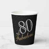 80 und Fabulous Elegant White Script Geburtstag Pappbecher (Vorderseite)