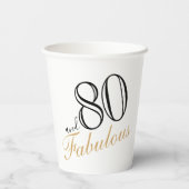 80 und Fabulous Elegant White Script Geburtstag Pappbecher (Rückseite)