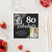 80 und fabulous Gold Glitzer 2 Foto 80. Geburtstag Serviette (Beispiel)