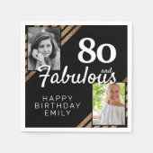 80 und fabulous Gold Glitzer 2 Foto 80. Geburtstag Serviette (Vorderseite)